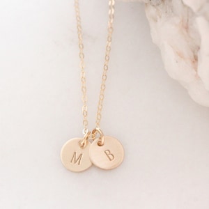 Personalized Gold Disc Necklace - Tiny Initial Necklace - Mothers Charm Necklace - Minimalist - Gold Disc Necklace - Name Necklace -Mom Gift