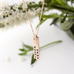 Personalized Vertical Bar Necklace - Gold Bar Necklace - Silver Name Necklace - Dainty Name Necklace - New Mom Necklace - Personalized Gift