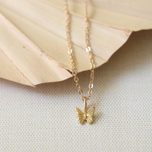 Butterfly Necklace - Butterfly Charm - Charm Necklace - Layering Gold Necklace