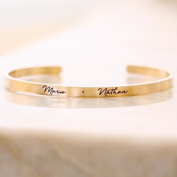 Handwriting Cuff Bracelet: Personalized Sterling Silver Name Bracelet