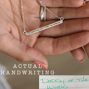 Handwriting Bar Necklace - Personalized Bar Necklace - Signature Necklace - Actual Handwriting - Mothers Day Jewelry - Gift For Her