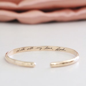 Engraved Baby Cuff Bracelet - Personalized Toddler Bracelet - Gold Baby Cuff - Actual Handwriting Cuff - Baptism Gift - Waterproof Bracelet