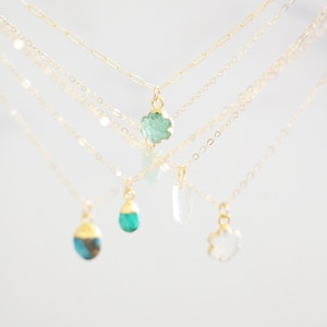 Aquamarine Necklace Emerald Necklace Natural Blue Gemstones Raw Gemstone Turquoise Necklace Ocean Blue Jewelry Mermaid Jewelry image 1