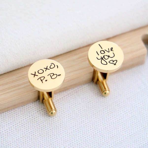 Personalized Cuff Links - Actual Handwriting Cuff Link - Gift for Dad - Wedding Cuff Links - Father of the Bride Cuff Links - Fathers Day