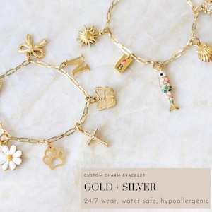 Custom Charm Bracelet: Gold + Silver, Waterproof, Anti-Tarnish