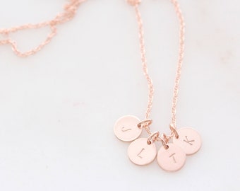 Personalized Initial Necklace - Rose Gold Initials - Gold Name Necklace - Tiny Discs - Push Present - Minimalist - Dainty Necklace