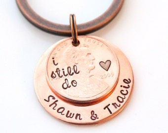 I Still Do - Lucky US Penny Keychain - Personalized 7 Year Copper Anniversary Gift - Keychain For Him - Custom Wedding Date Keychain - Gift