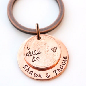 I Still Do - Lucky US Penny Keychain - Personalized 7 Year Copper Anniversary Gift - Keychain For Him - Custom Wedding Date Keychain - Gift