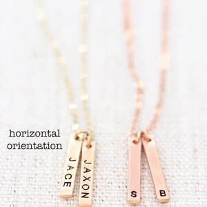 Personalized Vertical Bar Necklace Gold Bar Necklace Silver Name Necklace Dainty Name Necklace New Mom Necklace Personalized Gift image 4