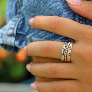Personalized Sterling Silver Name Ring Set: Stackable Mother's Ring