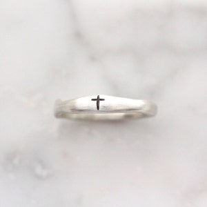 Cross Ring Personalized Ring Stacking Ring Faith Ring Communion Gift Confirmation Remembrance Ring Personalized Gift For Her image 4