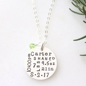 Personalized Gold Birth Stat Necklace: New Mom Gift