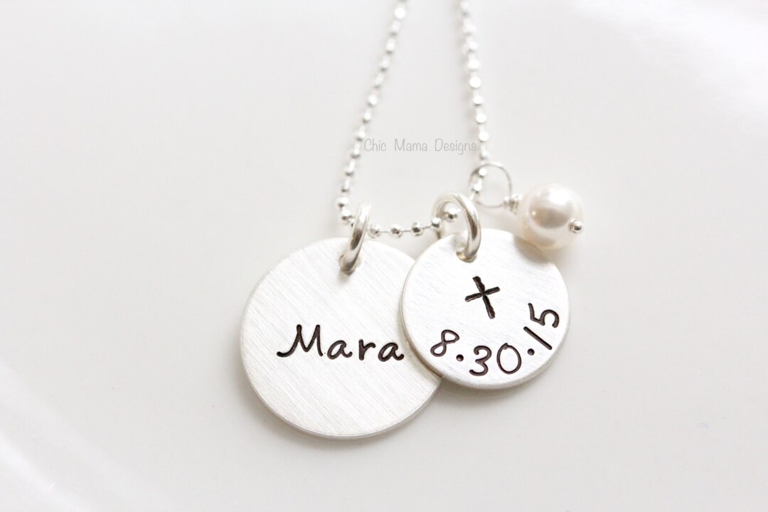 First Communion Necklace Girls Baptism Necklace Faith Necklace Cross