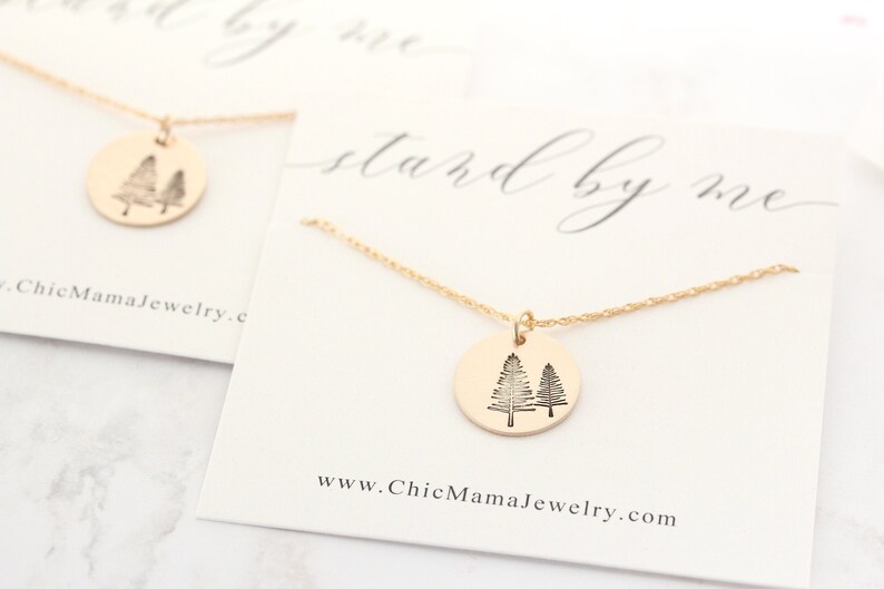 Bridesmaid Proposal Personalized Bridesmaid Jewelry Stand By Me Necklace Tree Roots Necklace BFF Necklace Evergreen Tree Necklace image 2