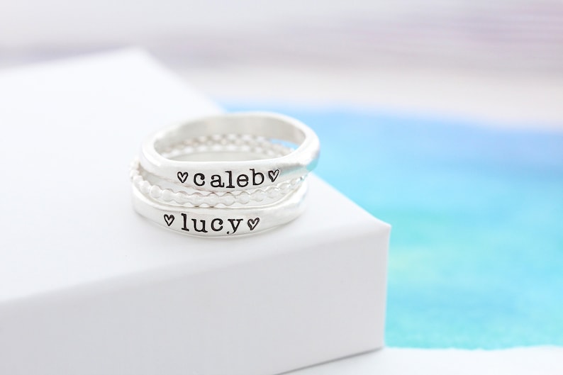 Personalized Name Ring Stackable Name Ring Mothers Ring Gold Stacking Ring Minimalist Rings Mothers Day Gift Personalized image 6