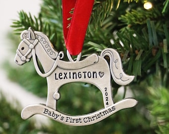 Baby First Christmas Ornament - Rocking Horse Ornament - New Baby Gift - Christmas Gift for New Baby - Personalized Baby Ornament