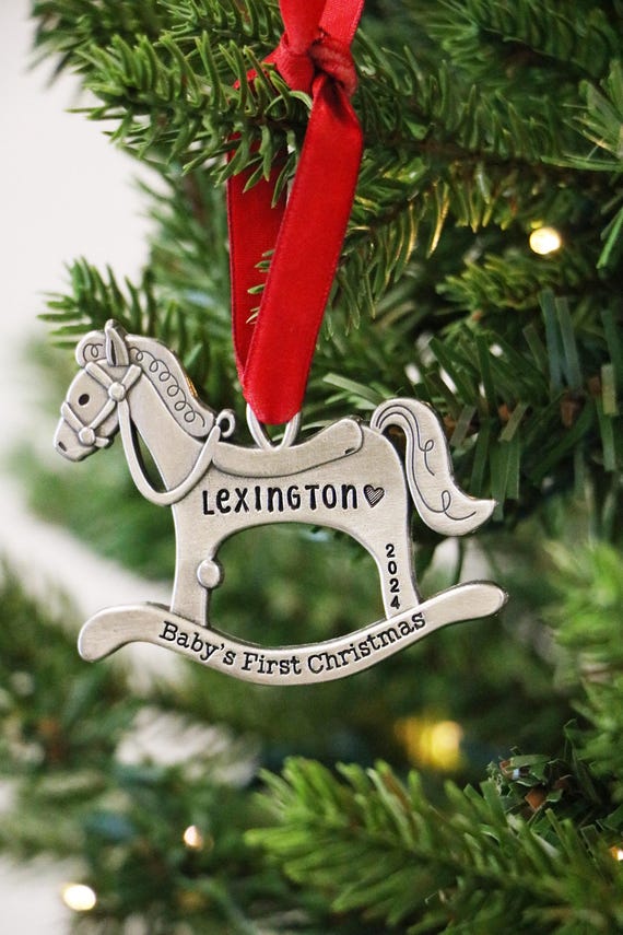 Baby First Christmas Ornament - Rocking Horse Ornament - New Baby Gift - Christmas Gift for New Baby - Personalized Baby Ornament