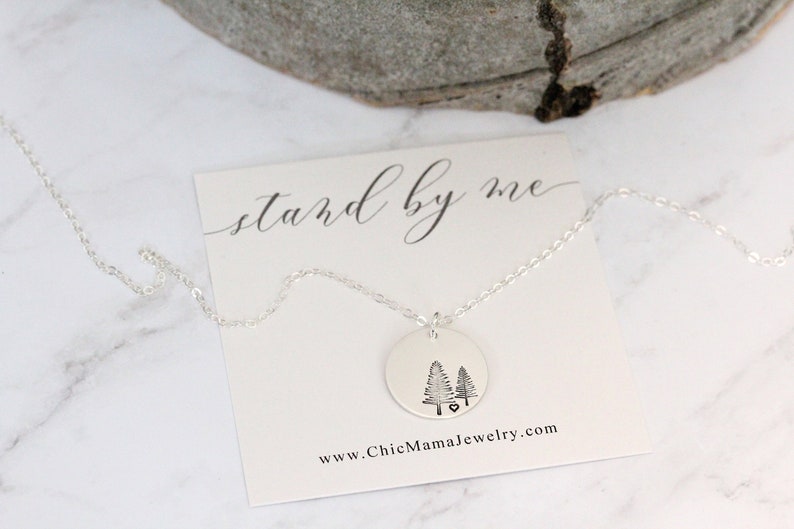 Bridesmaid Proposal Personalized Bridesmaid Jewelry Stand By Me Necklace Tree Roots Necklace BFF Necklace Evergreen Tree Necklace image 4