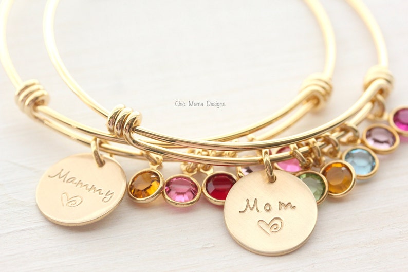 Personalized Gold Adjustable Wire Bangle charm Bracelet Etsy