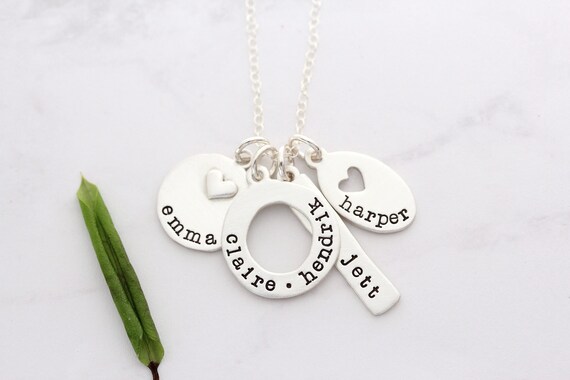 mothers bar necklace with children's names