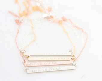 Personalized Name Necklace - Horizontal Bar Necklace - Gold Bar Necklace - Minimalist Bar Necklace - Push Present - Mothers Necklace