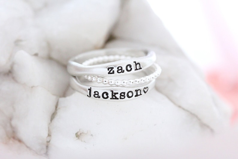 Personalized Name Ring Stackable Name Ring Mothers Ring Gold Stacking Ring Minimalist Rings Mothers Day Gift Personalized image 10