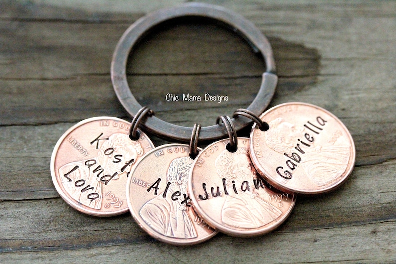 Personalized Best Friends Keychain Lucky Penny Keychain Set Etsy