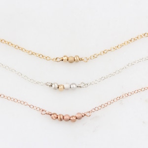 Dainty Bead Necklace, Personalized Charm Necklace, Circle Eternity Necklace, Friendship Necklace, Rose Gold Yellow Gold Bead, Bead Bracelet