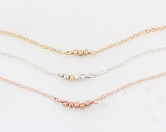 Dainty Bead Necklace, Personalized Charm Necklace, Circle Eternity Necklace, Friendship Necklace, Rose Gold Yellow Gold Bead, Bead Bracelet