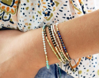 Miyuki Beaded Initial Bracelet: Boho Gemstone Letter Charm