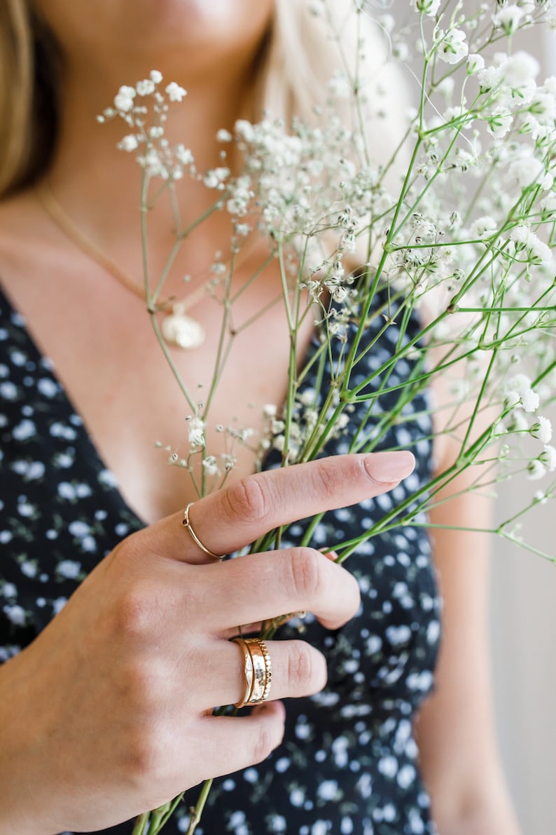 Flat Bead Ring Stackable Ring Dot Ring Bead Ring Dainty Midi Ring Spacer Ring Minimalist Ring Accent Ring Gift For Her image 2