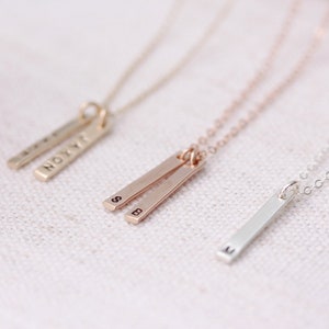 Personalized Vertical Bar Necklace Gold Bar Necklace Silver Name Necklace Dainty Name Necklace New Mom Necklace Personalized Gift image 9