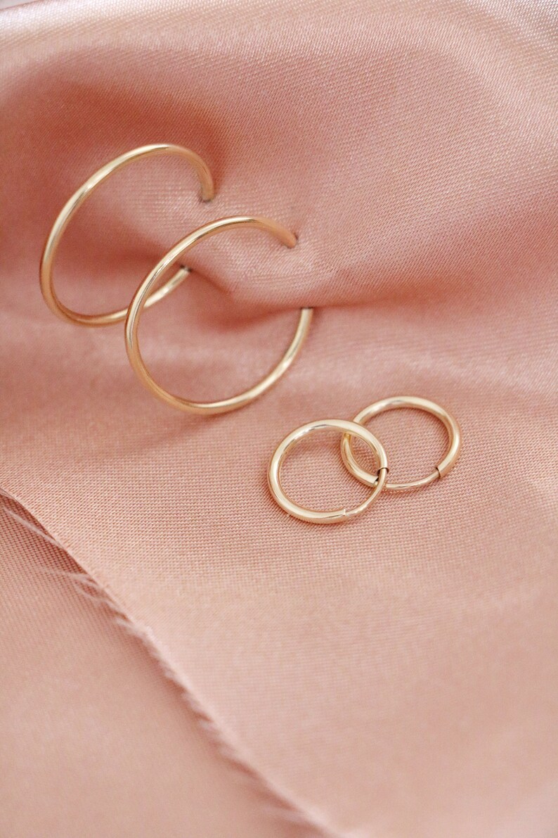 Hoop Earrings Huggie Hoops Lightweight Hoops Everyday Hoop Earrings Endless Hoops Infinity Hoops Large Hoop Earrings image 6