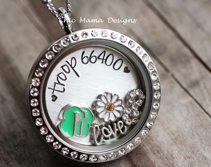 Girl Scout Floating Charm Locket, Girlscout Charm, Troop Necklace, Mom