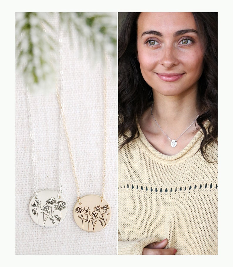 Birth Flower Family Bouquet Birthflower Necklace Multi Etsy