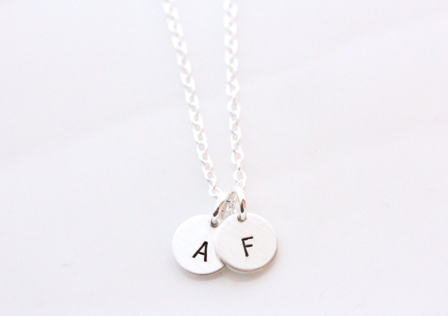 Sterling Silver Initial Necklace Handstamped with Baby Child Etsy