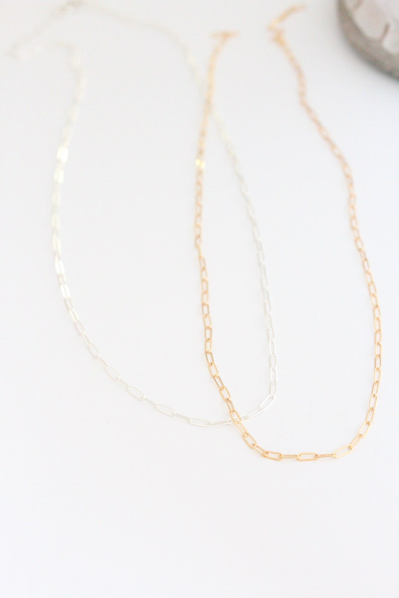 Dainty Clip Chain Paperclip Chain Necklace Silver Choker Choker Chain Paperclip Chain Layering Necklace Gift For Her image 5