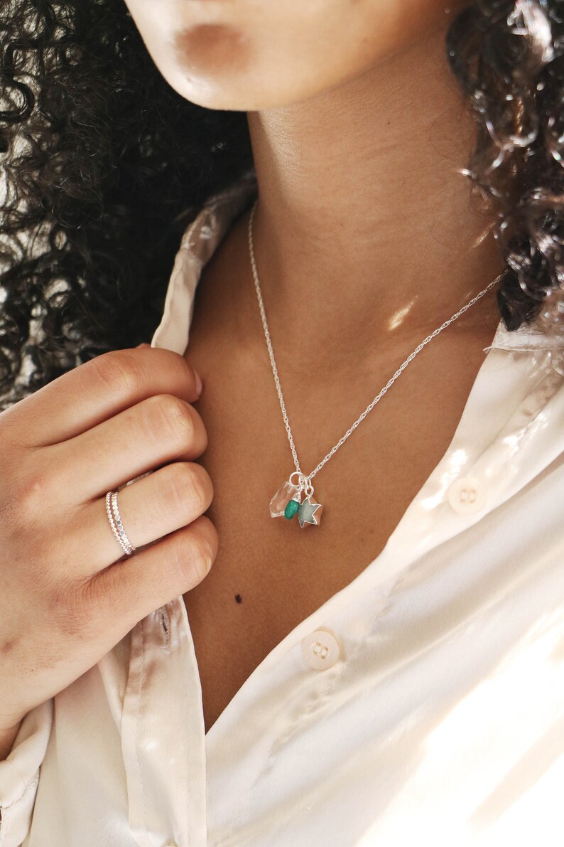 Aquamarine Necklace Emerald Necklace Natural Blue Gemstones Raw Gemstone Turquoise Necklace Ocean Blue Jewelry Mermaid Jewelry image 3