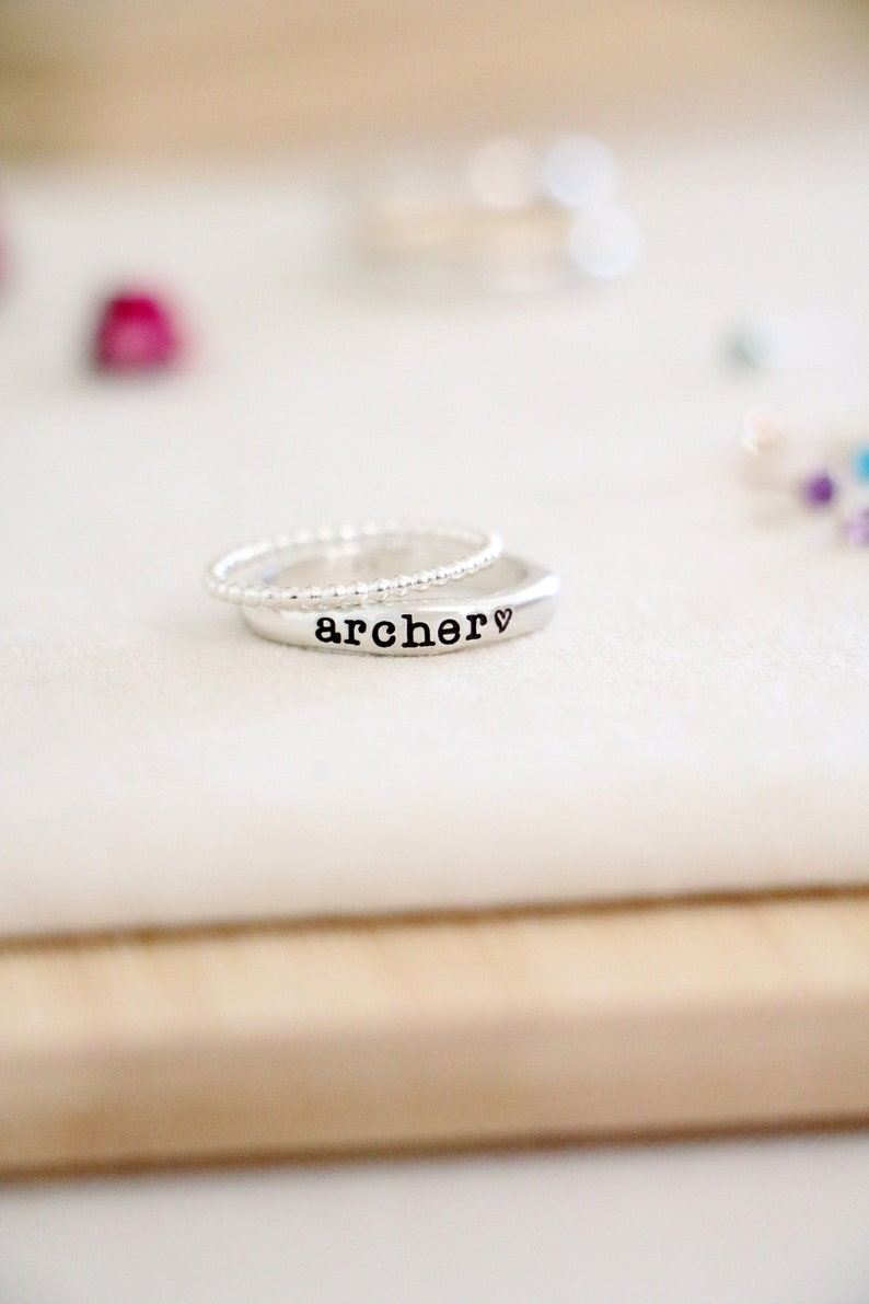 Personalized Name Ring Stackable Name Ring Mothers Ring Gold Stacking Ring Minimalist Rings Mothers Day Gift Personalized image 4