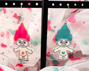 Boucles d'oreilles pour poupée troll en acrylique découpé