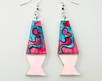 Boucles d'oreilles en acrylique taillé pour lampe à lave