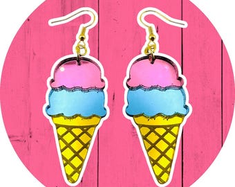 Boucles d'oreilles crème glacée en acrylique découpé