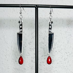 Cut Acrylic Bloody Knife Earrings