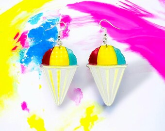 Boucles d'oreilles en forme de cône de neige en acrylique découpé
