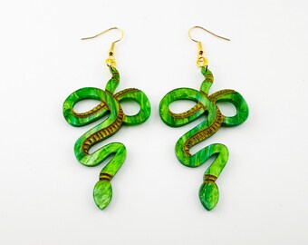 Boucles d'oreilles serpent en acrylique découpé