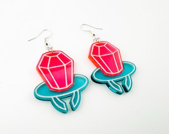 Boucles d'oreilles pop en acrylique taillé