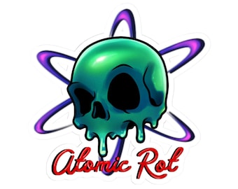 Atomic Rot Logo Vinyl Sticker, Vintage Psychobilly Goth