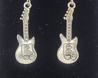 Guitar Earrings With Sterling Silver Hooks