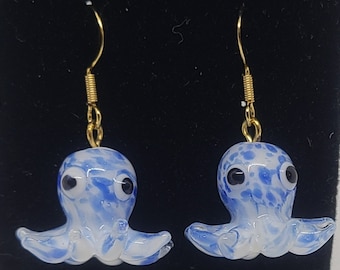 Octopus Earrings With Gold Hooks