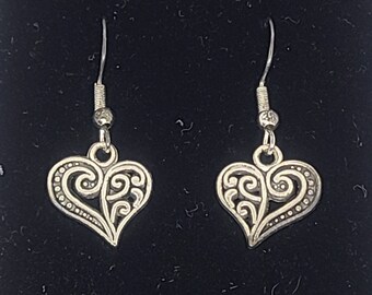 Heart Earrings With Sterling Silver Hooks